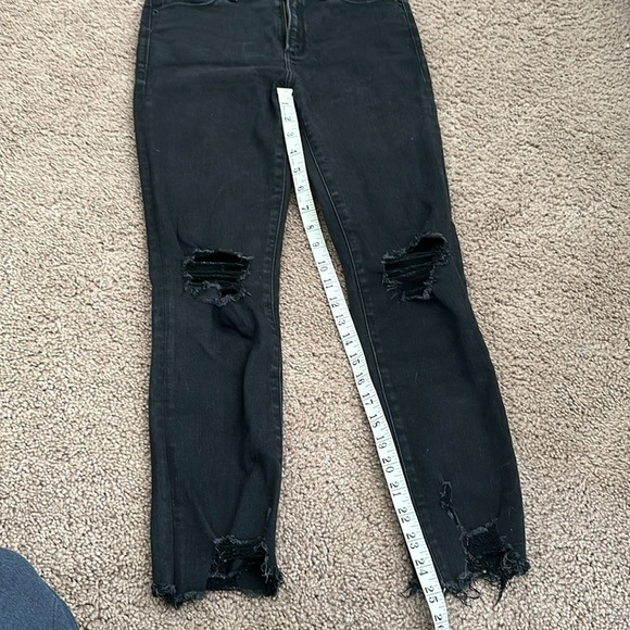 Abercrombie and Fitch Black Distressed High Rise Super Skinny Ankle Jeans Size 4 - Picture 5 of 11